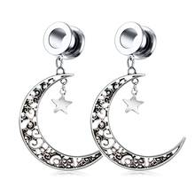 2Pcs Ear Piercing Moon Star Dangle Ear Plugs and Tunnels Ear Reamer Stainless Steel Ear Expansiong Dilatacions  Body Jewelry 2024 - buy cheap