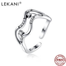 Lekani anel feminino de prata esterlina 925, anel de dedo brilhante irregular aberto, joia fina feminina 2024 - compre barato