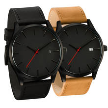 2pcs Men's Quartz Watch Calendar Casual Sport Leather Watches Men Male Luxury Wristwatch Hombre Simple Clock Masculino Reloje 2024 - buy cheap