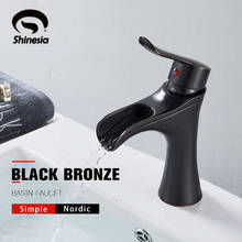 Shinesia Black Bronze Bathroom Basin Faucets for Vessel Sink Waterfall Hot and Cold Water Mixer Tap Deck Mounted 2024 - buy cheap