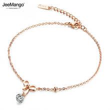 JeeMango New Design Trendy Bowknot Anklets Rose Gold Stainless Steel Women Ankle Jewelry With Cubic Zirconia Bracelet JA19036 2024 - buy cheap