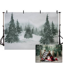 Mehofond-telón de fondo de invierno y Navidad, decoración de estudio fotográfico con árboles, bosque de nieve, Baby Shower, retrato de cumpleaños 2024 - compra barato