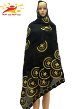 2021 New African Women Scarf Muslim Soft Cotton Scarf Dubai Isalmic  Embroidery Muslim Hijab for Shawls Wraps210*110 HB062 2024 - buy cheap