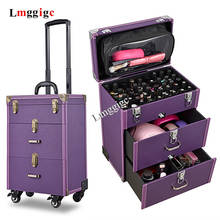 Suitcase for Makeup, Cosmetic Bag with Wheel, Nails Toolbox Beautician Luggage Tattooist Box with Rolling, barber Trolley Case 2024 - buy cheap