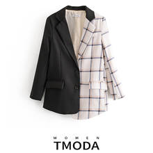 TMODA635 2022 Autumn  Women Patchwork Plaid Blazer Female Long Sleeve Elegant Jacket Ladies Blazer Formal Suits 2024 - buy cheap