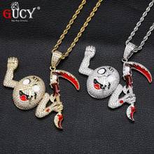 Gucy iced out pingente no relógio mau, colar de zircônia cúbica aaa, joias de hip hop com corrente de tênis para presente 2024 - compre barato