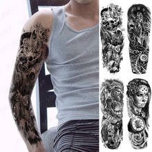 Waterproof Temporary Full Arm Tattoo Sticker Skull Clock Greek Goddess Warrior Flash Tatoo Man Body Art Fake Sleeve Tatto Female 2024 - buy cheap