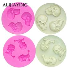 M0492 3D Skull Head Silicone Mold Home Party Fondant Cake Chocolate Silicone Mold Cake Tools 2024 - buy cheap