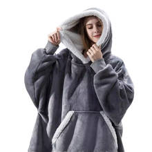 Winter Warm Blanket Hoodie Large Microfiber Plush Blankets With Sleeves Soft Sweatshirts Wearable Hooded Blankets 2024 - buy cheap