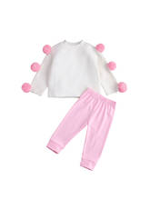 New Children's Two Piece Set Baby's Shoulder Ball Sweater Crew Neck Long Sleeve Pullover Side Stripe Pants for Girls 2024 - buy cheap