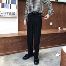 Pantalones de pierna recta para hombre, diseño Original, negro, informal, delgado, para otoño e invierno, estilo coreano, envío gratis 2024 - compra barato