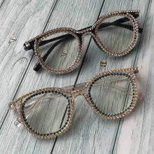 Women Cat Eye Eyewear Clear Lens Gold Diamond Sunglasses Female Retro Sun Glasses UV400 Good Quality Oculos 2024 - buy cheap