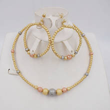 Conjunto de joyería nupcial con pendientes Vintage para mujer, conjunto de joyería de boda con perlas de imitación africanas, collar, bisutería, 2020 2024 - compra barato