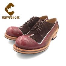 Sipriks-zapatos clásicos de cuero para hombre, calzado de vestir italiano a medida, de ante marrón, estilo Retro Wingtip 45 2024 - compra barato