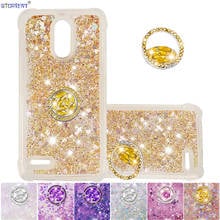 For LG Stylus 3 Cute Bling Diamond Ring Bumper Case for LG Stylo 3 K10 Pro Glitter Flowing Liquid Quicksand Cover Stylus3 Stylo3 2024 - buy cheap