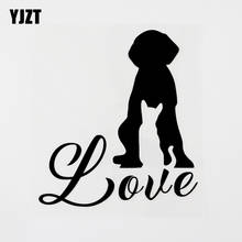 Yjzt 13.6cm × 15cm criativo gráfico animal gato cão amor vinil etiqueta do carro decalque preto/prata 8c-0729 2024 - compre barato