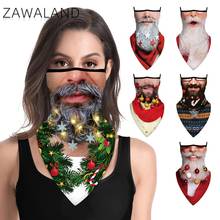 Zawaland Colorful Funny Balaclava Bandana Santa Beard Print Scarves Outdoor Hiking Ear Hang Neck Cover Triangular Scarf Adult 2024 - buy cheap