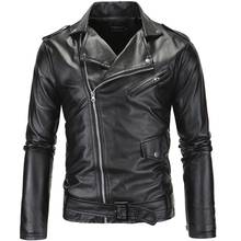 New British Motorcycle Leather Jacket Men Classic Design Diagonal zipper Biker Jackets Male Bomber Faux Leather Jackets Coats 2024 - buy cheap