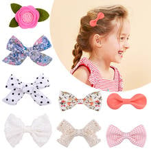 Lovely Flower Hair Bows With Clip For Baby Girls Plaid Dot Print Hair Clip Cotton Hairpins Barrettes Headwear Hair Accessories 2024 - buy cheap