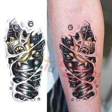 Водонепроницаемый временный стикер татуировки на теле большой размер 22*10 см 3D робот татуировки на руке стикер s флэш-тату поддельные татуировки для мужчин 2024 - купить недорого