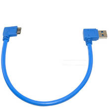 30 см USB 3,0 A 90 градусов правый угол папа микро B папа 90 градусов левый угол короткий кабель 2024 - купить недорого