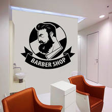 Man Barbershop Wall Decal Hairdressing Salon Sign Logo Vinyl Sticker Hairstyles Window Art Decals Removable Fashion Decor G538 2024 - buy cheap