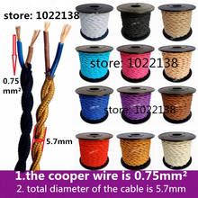 Black 5/10/20 Meters 2 Core Electrical Rope Wire Vintage Antique Braided Twisted Fabric Lighting Cable Woven Silk Flexible Cord 2024 - buy cheap