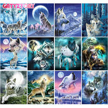 Gatyztory quadro diy pintura por números lobo desenho da lona animal kits pintados à mão 60 × 75cm decoração da parede presente 2024 - compre barato