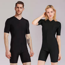 Men's Women's Basic Front Zip Dive Skin Athletic Training One Piece Swimsuit Swimwear Bathing Suit Short Sleeve Sun Protection 2024 - buy cheap