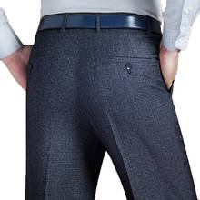 29-44 calças de negócios clássicos dos homens primavera outono masculino casual estiramento longo terno sólido baggy zíper em linha reta calças de escritório masculino 2024 - compre barato