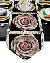 Pink Rose Flower Wooden Frame Table Runner Hotel Party Dining Table Decoration Table Runners for Wedding 2024 - buy cheap