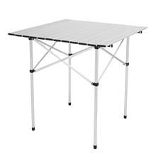 Mesa de Camping cuadrada de 70x70x70CM para exteriores, mesa de comedor de aluminio plegable para patio, fácil de montar y limpiar, disponible en EE. UU. 2024 - compra barato