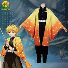 Demon Slayer Cosplay Agatsuma Zenitsu Costume Kimetsu no Yaiba Zenitsu Cosplay Kimono Uniforms Halloween Outfits for Adult Kids 2024 - buy cheap