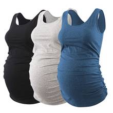 Комплект из 3 предметов Женская одежда для беременных без рукавов с боковыми рюшами майка Топ майка Одежда для беременных Футболка для беременных 2024 - купить недорого