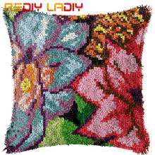 Latch Hook Kits Make Your Own Cushion Color Flower Printed Canvas Crocheting Pillow Case Latch Hook Cushion Cover Hobby & Crafts 2024 - buy cheap