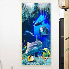 huge Diamond Painting Dolphins CORAL 5D DIY Full Drill Round Diamond Embroidery Rhinestone Mosaic Underwater World Decor N880 2024 - buy cheap