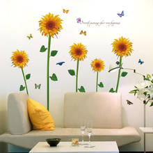 Self-adhesive Butterfly Sunflower Window Glass Wall Stickers Vinyl Decals Home Decor Exquisite Poster Stickers Home Decoration 2024 - buy cheap