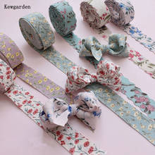 Kewgarden DIY Hair Bow tie Accessories 1" 25mm Printed Floral Ribbons Handmade Tape Gift Packing Webbing 5 meters 2024 - buy cheap