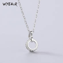Wyeaiir colar feminino com pingente de coração, corrente de prata esterlina 925, pingente circular e strass 2024 - compre barato