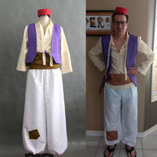 Fantasia masculina de dia das bruxas com lâmpada aladdin, conjunto de roupas de dubai, árabe, luminária mágica, traje de cosplay de pai 2024 - compre barato