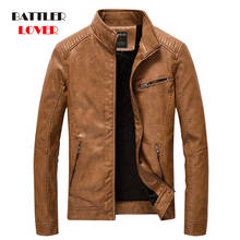 Leather Jacket Men Casual Slim Fit Stand Collar Washed Leather Coat for Male Thick Plus Velvet Motercycle Bomber Jackets M-5XL 2024 - buy cheap