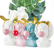 Estátua de goma de borbulhas chique, vaso de flores para meninas, plantas suculentas para folhagem, miniatura, vaso de flores, escultura falsa para mesa, decoração de vaso de bonsai 2024 - compre barato