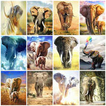 AZQSD-pintura de diamantes 5d de elefante, punto de cruz, decoración del hogar, bordado de diamantes de imitación de animales, regalo, costura, arte de pared 2024 - compra barato