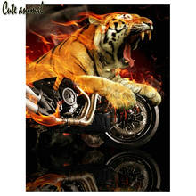 5D алмазная картина тигр мотоцикл полный квадратный Круглый DIY Алмазная вышивка мозаика стразы украшение 2024 - купить недорого