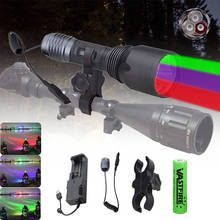 Verde/vermelho/uv 3 cores em 1 led luz caça lanterna 100 quintal rifle caça tocha para acampamento ao ar livre pesca 2024 - compre barato