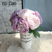 Искусственный свежий цветок YO CHO с 5 цветами, круглые розы, шелковые цветы, букет на день святого валентина, домашний декор для вечеринки и свадьбы, искусственные цветы 2024 - купить недорого