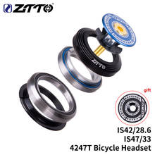 Ztto headset de bicicleta para estrada 4247t, de 42mm e 47mm, cnc 1 1/8 "-1 1/2", com garfo de tubo cônico is42 e 47, rolamento de contato angular integrado 2024 - compre barato