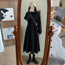Vestidos para mulheres vestido retrô para o outono inverno novo vestido de comprimento médio 2024 - compre barato