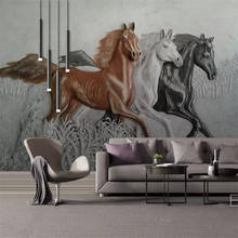 Wellyu-papel tapiz personalizado, murales fotográficos estéreo 3D europeos, pintura de fondo de TV de caballo en relieve, 5d, papel tapiz 8d de pared 2024 - compra barato