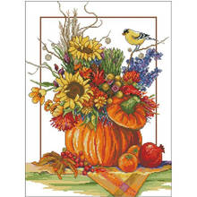 Pumpkin vase patterns Counted Cross Stitch 11CT 14CT 18CT DIY Chinese Cross Stitch Kits Embroidery Needlework Sets 2024 - buy cheap